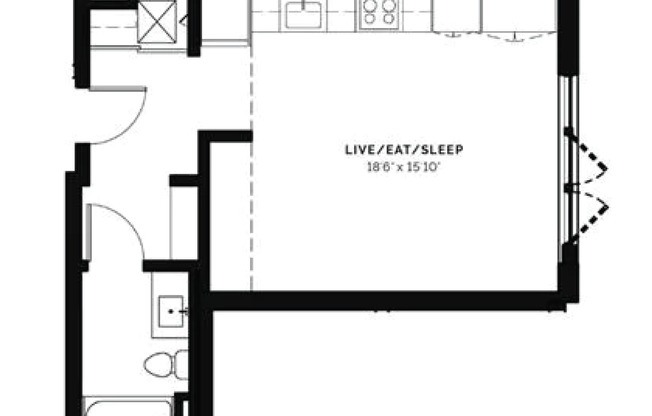 Studio, 1 bath, 489 sqft, $1,399, Unit 610