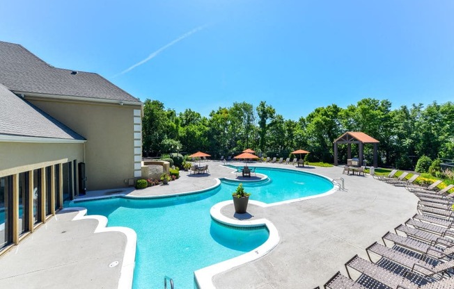 Refreshing Swimming Pool with Relaxing Poolside Lounge Chairs at Hampton Woods, Kansas, 66217