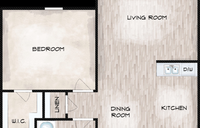 1 bed, 1 bath, 560 sqft, $895