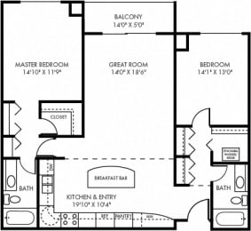 2 beds, 2 baths, 1,219 sqft, $1,940