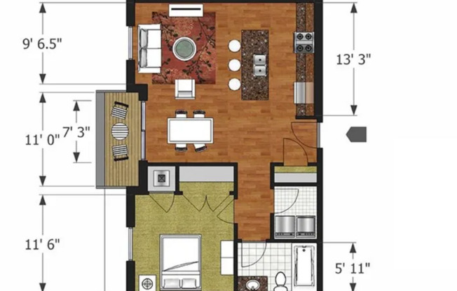 1 bed, 1 bath, 737 sqft, $1,495, Unit 301