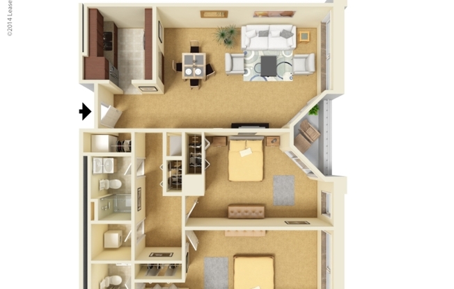 2 beds, 2 baths, 945 sqft, $4,400