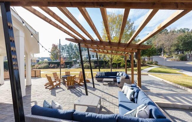 Outdoor semi-covered lounge area