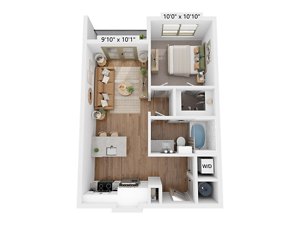 1 bed, 1 bath, 584 sqft, $1,480
