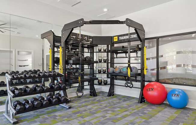 Community Fitness Center with Equipment at Retreat at Stonecrest Apartments located in Lithonia, GA.