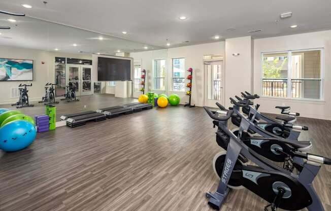 Peloton Bike And Training Space at Abberly Solaire Apartment Homes, Garner