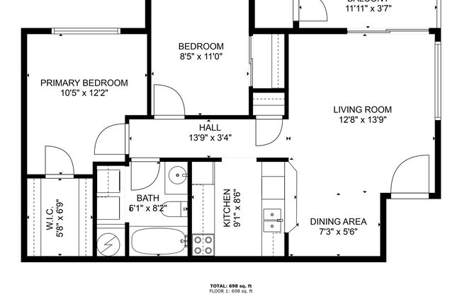 2 beds, 1 bath, 737 sqft, $1,550, Unit 1094-221