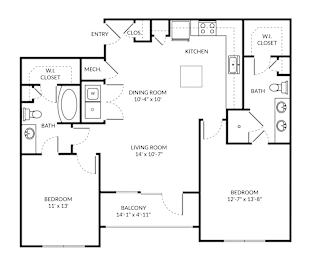 2 beds, 2 baths, 1,098 sqft, $1,832
