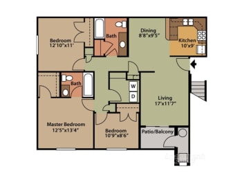 a floor plan of a bedroom floor plan with a kitchen and a living room