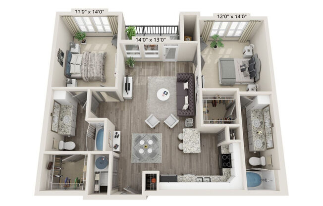 2 beds, 2 baths, 1,116 sqft, $1,677