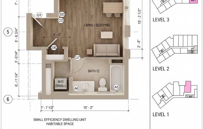 Studio, 1 bath, 348 sqft, $1,317, Unit 401