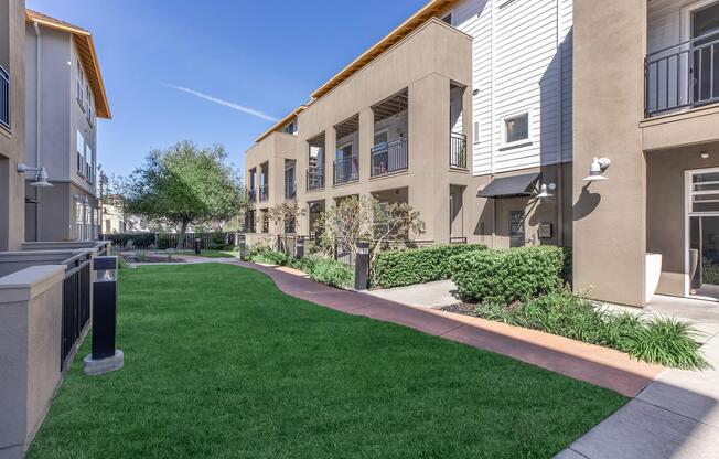 a large lawn in front of a building
