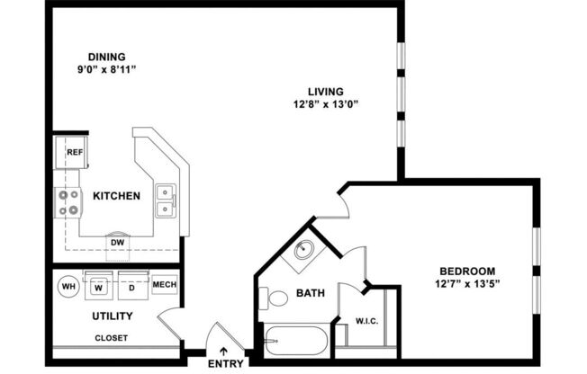 1 bed, 1 bath, 823 sqft, $1,355