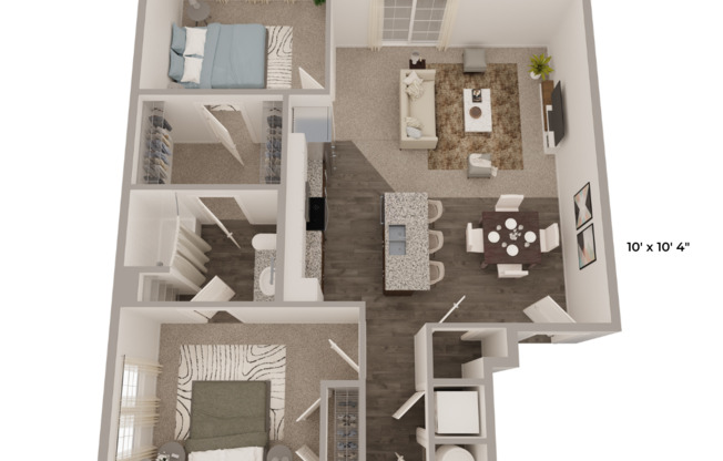 2 beds, 1 bath, 1,036 sqft, $1,859, Unit 901BR205