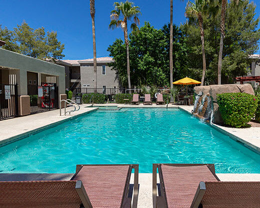 Poolside Relaxing Area at Canyon Ridge Apartments, Arizona, 85378