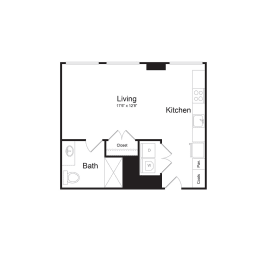 Studio, 1 bath, 553 sqft, $1,622
