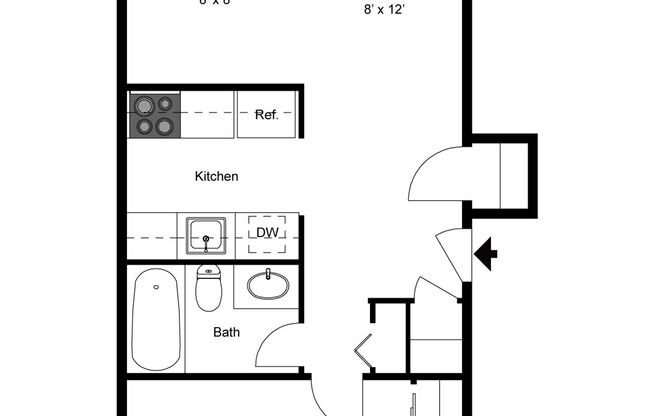 1 bed, 1 bath, 581 sqft, $1,300, Unit 126