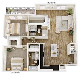 2 beds, 2 baths, 1,184 sqft, $1,699