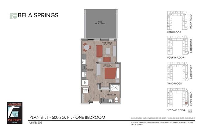 1 bed, 1 bath, 500 sqft, $1,500, Unit 202