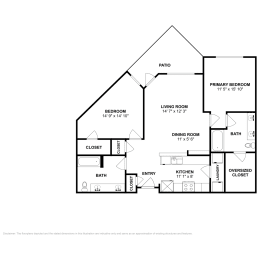 2 beds, 2 baths, 1,069 sqft, $1,717