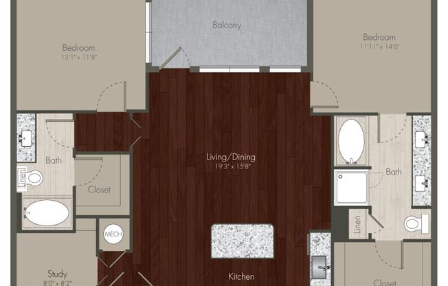 2 beds, 2 baths, 1,163 sqft, $3,207, Unit 622