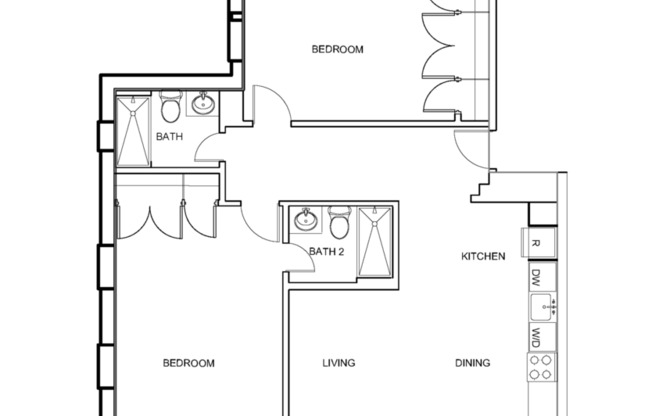 2 beds, 2 baths, 807 sqft, $2,089