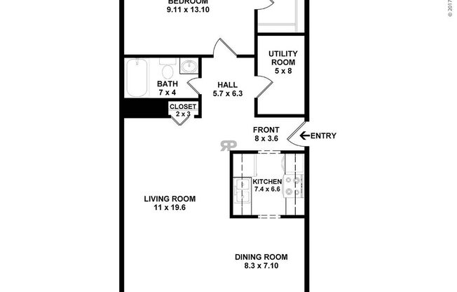 1 bed, 1 bath, 665 sqft, $660