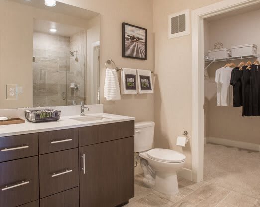 Bathroom at Union West Apartments in Lakewood, CO