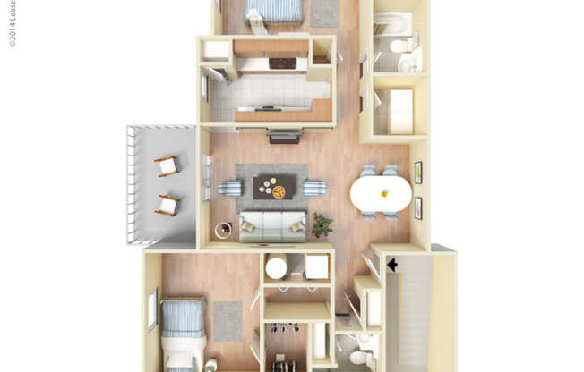 2 beds, 2 baths, 966 sqft, $1,220