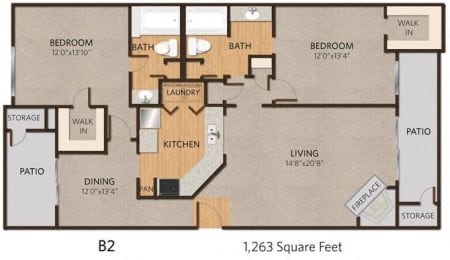 2 beds, 2 baths, $2,174