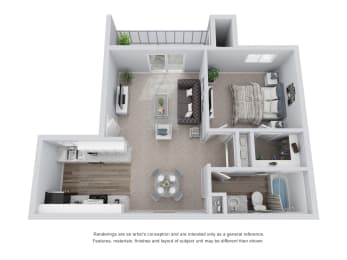 1 bed, 1 bath, 662 sqft, $1,078