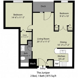 2 beds, 1 bath, 800 sqft, $1,195