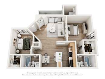 2 beds, 2 baths, 975 sqft, $1,505