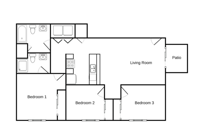 3 beds, 2 baths, 1,092 sqft, $1,490