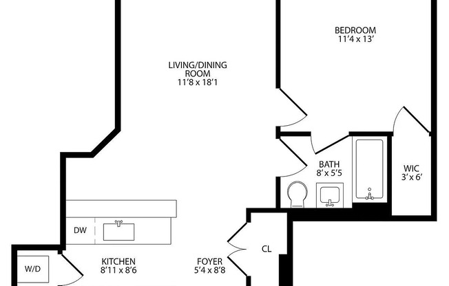 1 bed, 1 bath, $4,800, Unit 7B