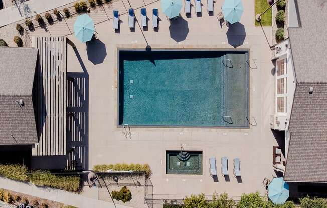 Aerial Pool View of Parc at Day Dairy at Parc at Day Dairy Apartments and Townhomes, Draper