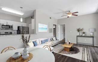 Spacious Living Area With Wood-Style Flooring