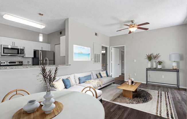 Spacious Living Area With Wood-Style Flooring