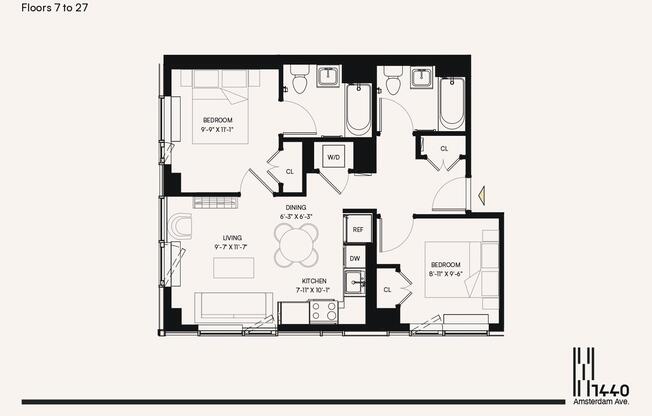 2 beds, 2 baths, $5,295, Unit 1617