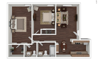 2 beds, 2 baths, 875 sqft, $1,275