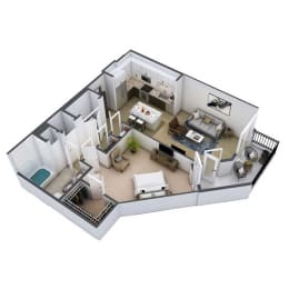 1 bed, 1 bath, 972 sqft, $2,091