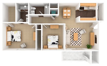 2 beds, 2 baths, 1,038 sqft, $1,374