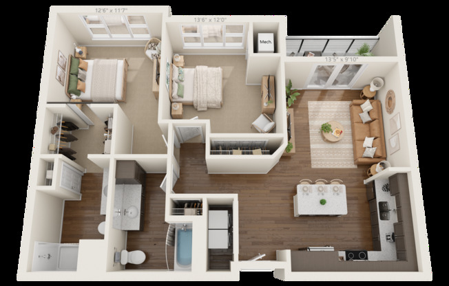 2 beds, 2 baths, 1,114 sqft, $1,699, Unit 143-318