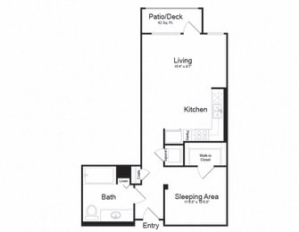 Studio, 1 bath, 634 sqft, $2,389