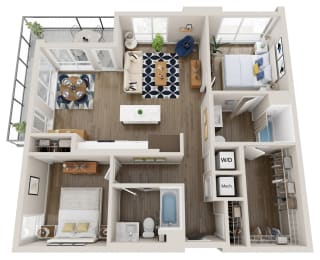 2 beds, 2 baths, 1,002 sqft, $3,780