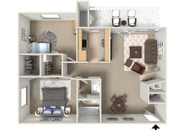 2 beds, 1 bath, 893 sqft, $1,172
