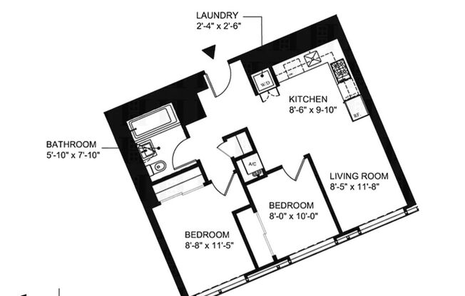 2 beds, 1 bath, $4,899, Unit 1105
