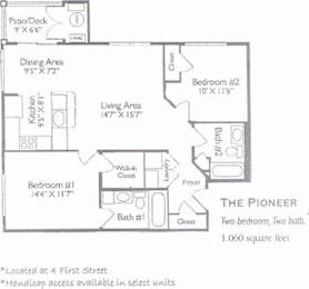 2 beds, 2 baths, 1,060 sqft, $2,734
