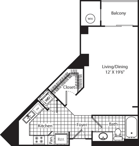 Studio, 1 bath, 523 sqft, $2,223