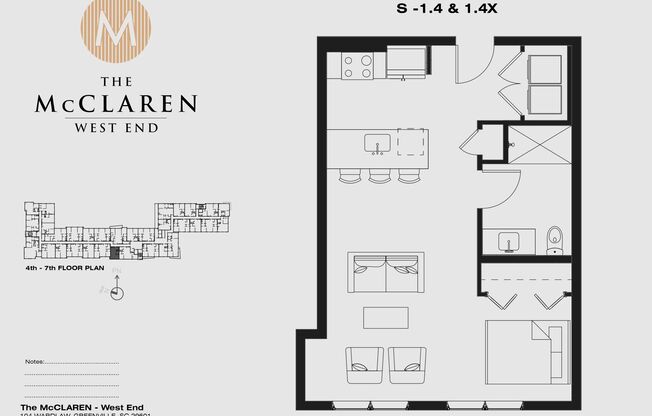 Studio, 1 bath, 583 sqft, $1,795, Unit 602